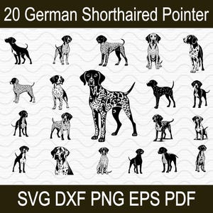 German Shorthaired Pointer Dog SVG Bundle – png, svg, dxf, eps, pdf Files for T-Shirt, Sticker, Laser Cutting – Personal and Commercial Use