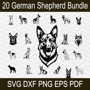 German Shepherd Dog SVG Bundle, png, svg, dxf, eps, pdf Files for T-Shirt, Sticker, Vinyl Decal, Laser Cutting – Personal and Commercial Use