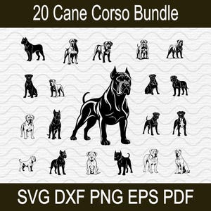 Cane Corso Dog SVG Bundle – png, svg, dxf, eps, pdf Files for T-Shirt, Sticker, Vinyl Decal, Laser Cutting – Personal and Commercial Use