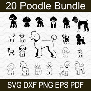 Poodle Dog SVG Bundle – png, svg, dxf, eps, pdf Files for T-Shirt, Sticker, Vinyl Decal, Laser Cutting – Personal and Commercial Use