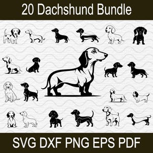 Dachshund Dog SVG Bundle – png, svg, dxf, eps, pdf Files for T-Shirt, Sticker, Vinyl Decal, Laser Cutting – Personal and Commercial Use