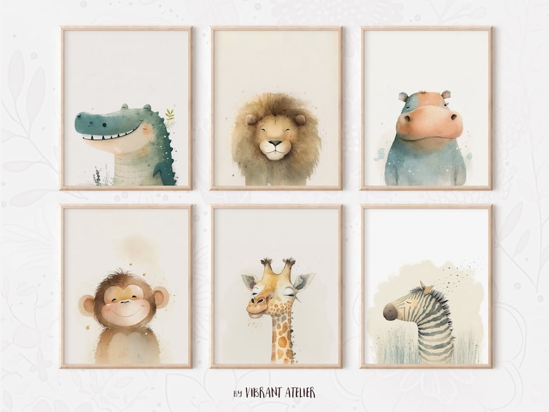 Safari Nursery Print Safari Nursery Decor Set of 6 Printable - Etsy