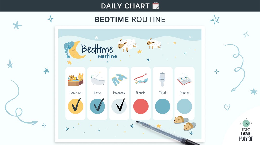 Bedtime Routine Printable Schedule Night Time Chart - Etsy