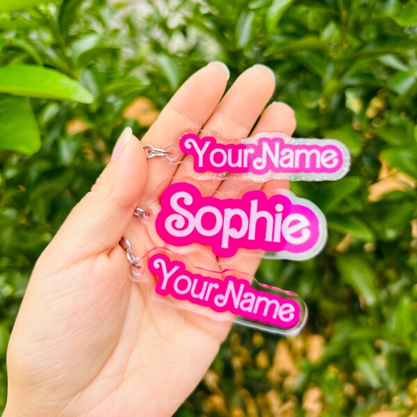 Custom Name Keychain, Girl Keyring, Name Keychain, Custom Gift, Pink Acrylic House Key Ring