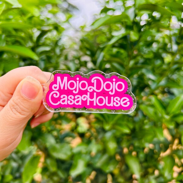 Mojo Dojo Casa Haus Schlüsselring, Name Schlüsselbund, individuelles Geschenk, rosa Acryl Haus Schlüsselring