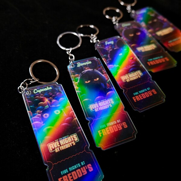 Five Nights At Freddy's Security Keychain, Film Ticket Style Charm, FNAF Keychain - Video Game Fans' Fandom Gift
