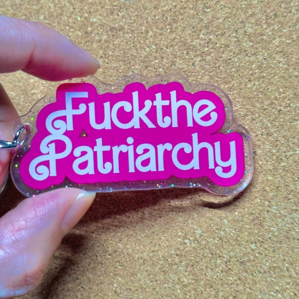 Fuck the Patriarchy Keychain,  Name Keychain, Custom Gift, Pink Acrylic House Key Ring