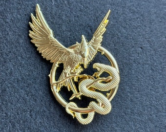 Songbirds and Snakes Pin Badge, Mocking Jay Pin Broach, Hunger Gamers Inspired Movie Fandom Gift