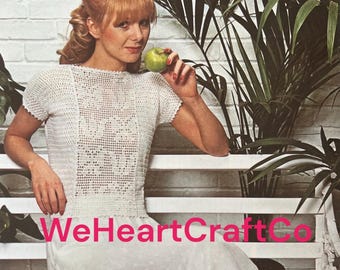 Vintage 1980s Crochet Ladies Top Pattern, Boho Style (PDF Download)