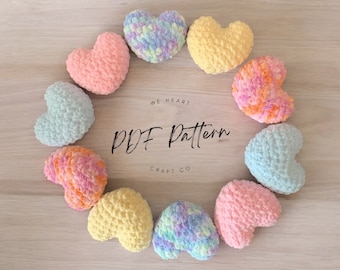Schema per realizzare un cuore all'uncinetto in stile amigurumi, cucito a bassa velocità, adatto ai principianti (download PDF)