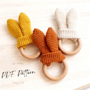 Bunny Ears Teething Ring Amigurumi Crochet Pattern PDF Download