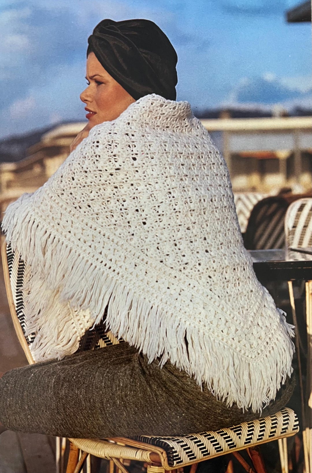 Crochet Square Lace Shell Shawl Pattern PDF Download, Vintage Pattern ...