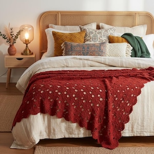 Crochet Autumn Leaves Afghan Blanket Pattern, Cottage Core (PDF Download)