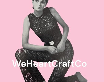 Jumpsuit Crochet Pattern PDF Download, Vintage Pattern, Digital Download,  1970s Pattern, Crochet Set, Playsuit Pattern