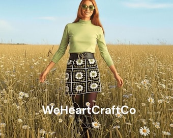 Granny Square Skirt Pattern PDF Download, Vintage Pattern, Digital Download,  1970s Pattern, Crochet Ladies Skirt Pattern, Boho Skirt