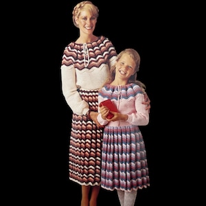 Mother Daughter Crochet Dress Pattern PDF Download, Vintage Pattern, 1980s Pattern, DIY Dress