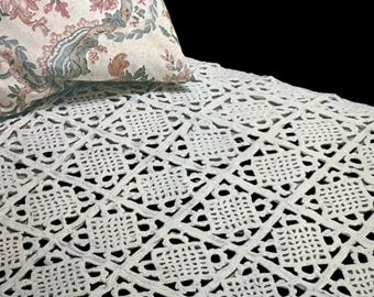Vintage Crochet Pattern PDF Download  Blanket, Lace Bedspread, Beginner Friendly, US Terminology, Multi Size