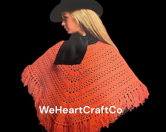 Modello vintage per scialle all'uncinetto anni '70, top boho da donna (download PDF)