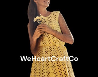 1970s Crochet Dress Pattern, Vintage Ladies Swimsuit (PDF Download)