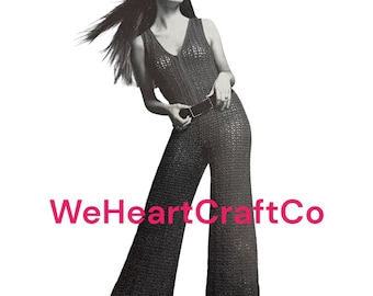 Vintage 1970s Crochet Jumpsuit Pattern (PDF Download)