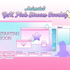 Y2K Pink Stream Overlay Package – Twitch & YouTube | VTuber - Cozy Pink Twitch Overlay - Cute Pixels Hearts - OBS StreamLabs StreamElements