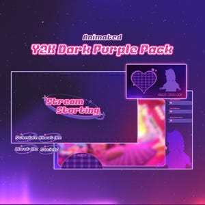 Y2K Goth Dark Purple Stream Overlay Package – Twitch & YouTube | VTuber Friendly Cozy Purple Twitch Overlay - OBS StreamLabs StreamElements