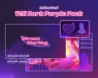 Y2K Goth Purple Stream Package – Twitch & Youtube | Stream Overlay | Gaming Scenes | Alerts | VTuber |