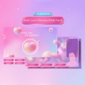 Animated Cozy Stream Overlay Package – Twitch & YouTube | VTuber Pink Twitch Stream Overlay - Cute Pink Soft Mystic Hearts -  OBS StreamLabs