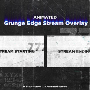 Animated White Stream Overlay – Twitch & YouTube | White Black Animated Twitch Overlay - Dark Punk- OBS, StreamLabs, StreamElements