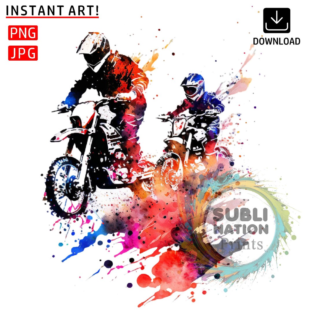 Motocross Printable Png File Father and Son Watercolor Art - Etsy