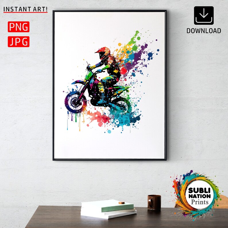 Colorful Splat Colors Motocross Racing Watercolor Png Etsy
