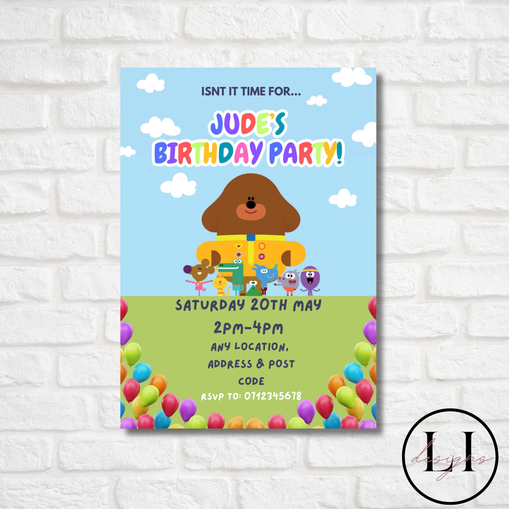 Hey Duggee Birthday Invitation Editable Template - Etsy