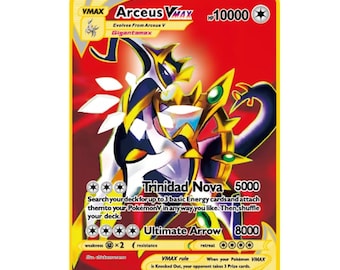 Arceus VMAX Red Pokemon Gold Metal Card HP10000 Collectable Cards