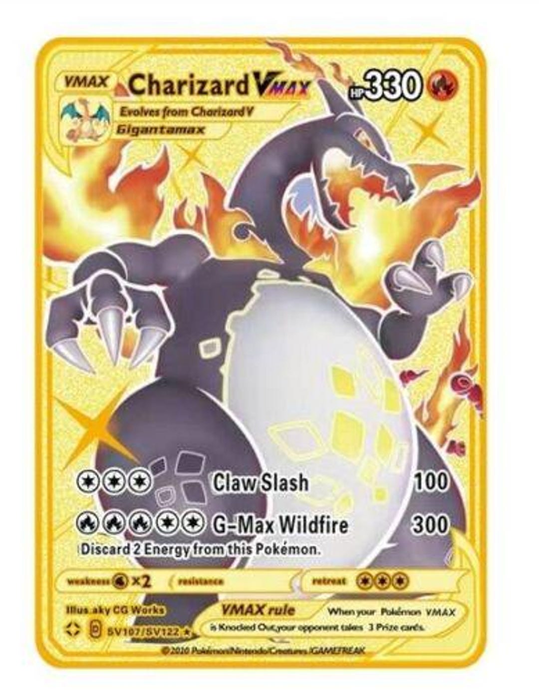 Gold Metal Card Charizard VMAX HP330 Rare Charzard Collectable Cards ...