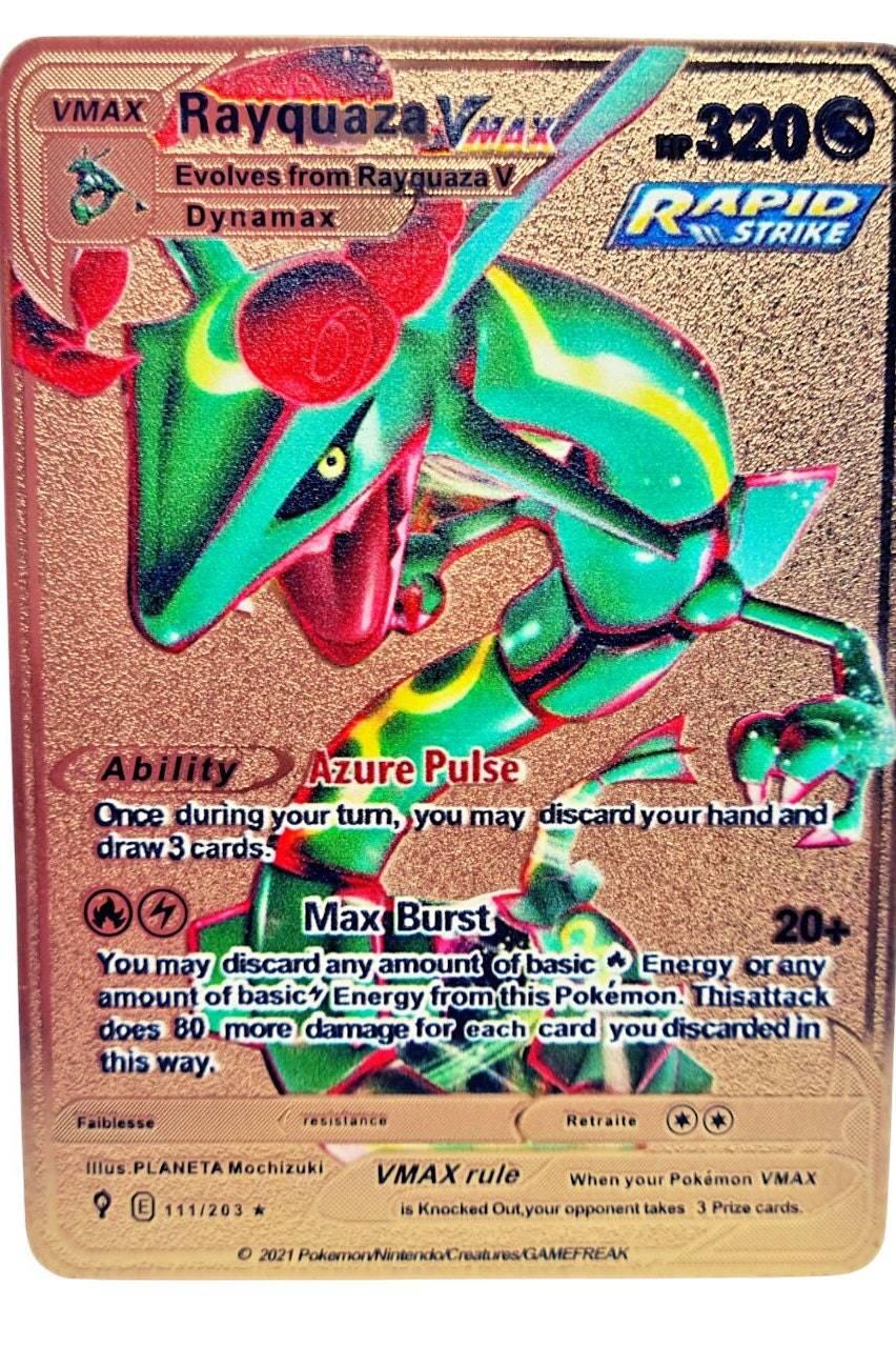 Rayquaza VMAX Gold Metal Card HP 3200