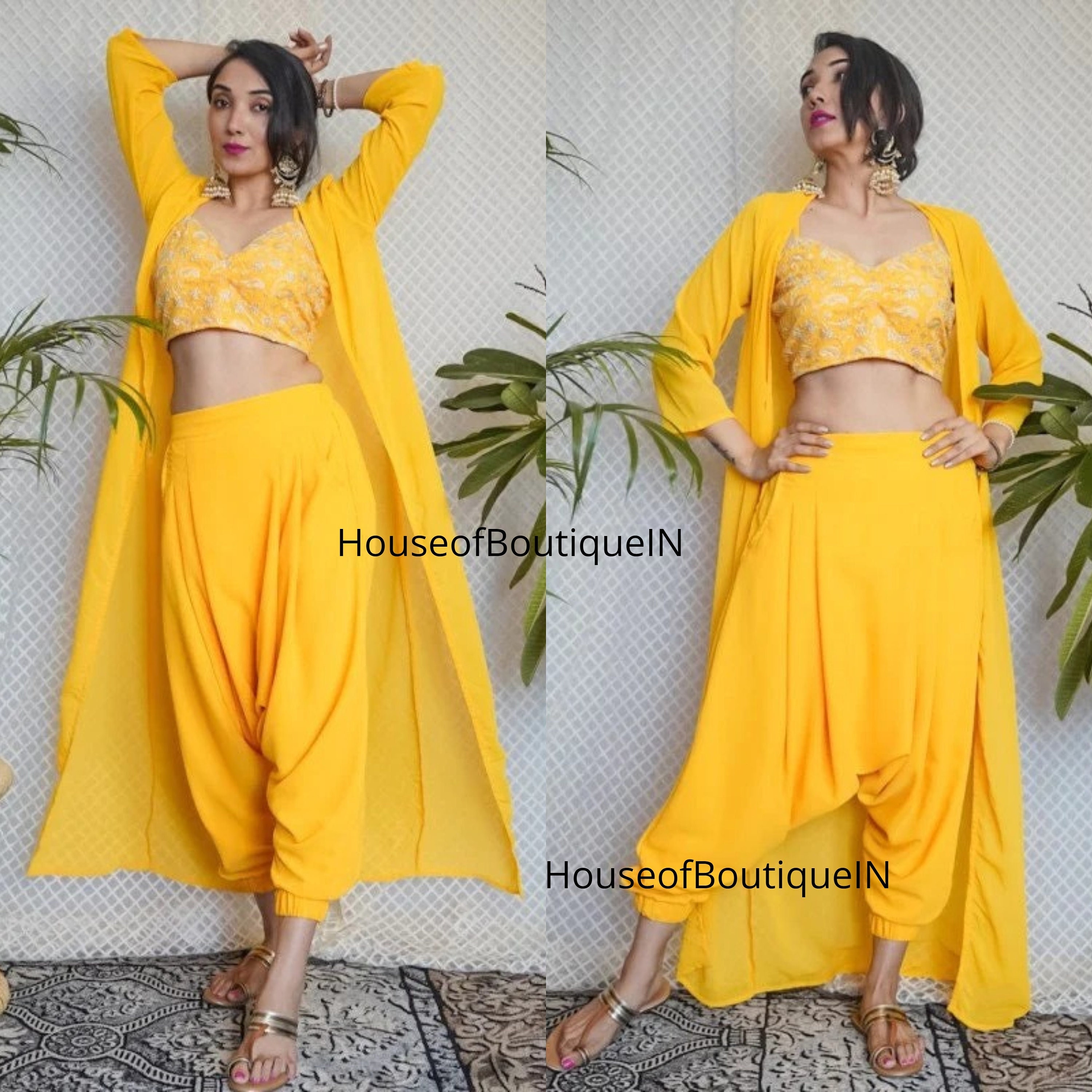 Indo western dress for haldi hotsell