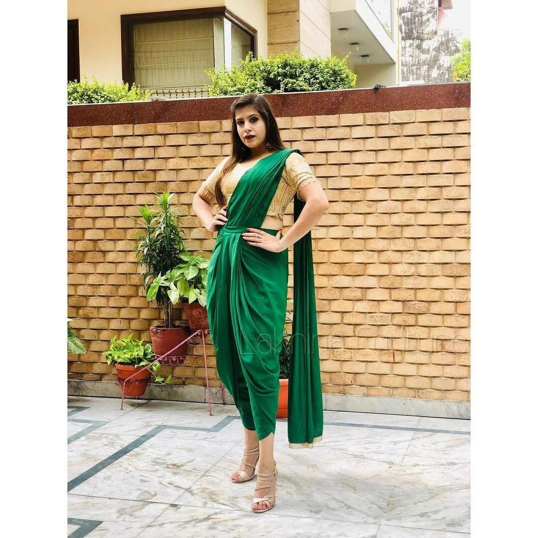 Designer Dhoti Saree Green Dhoti Saree Festive Wear Dhoti Styled Saree ...