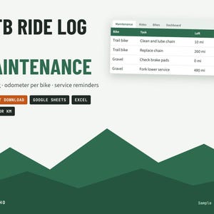 Bike Riding Paper Log MTB Ride Log & Maintenance Tracker, Odometer, Service Reminders ...