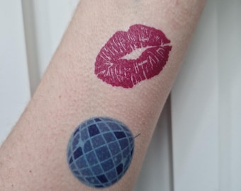 Kiss Disco Ball Temporary Tattoo Set: Concert Outfit Removable Tattoo
