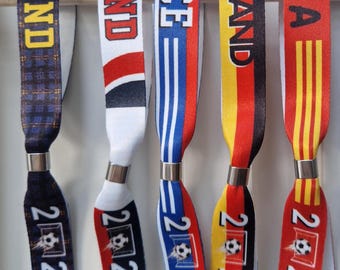 World Cup Retro Inspired Fabric Wristbands: Scotland England France Germany Spain Italy