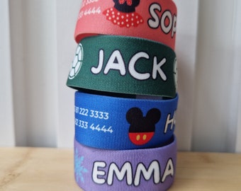 Child's ID Safety Wristband | Personalised Name & Number | Holiday Wristband | Theme Park | Airport | Lost Child Bracelet
