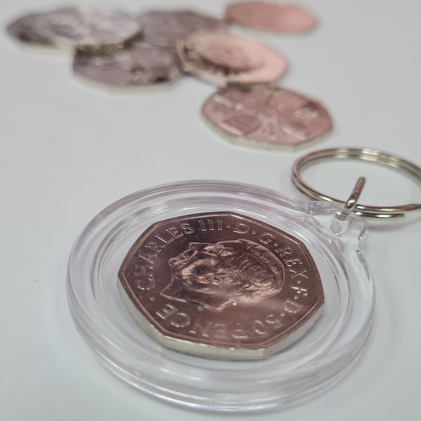 King Charles III 50p Coin Keyring