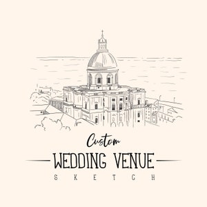 Benutzerdefinierte Hochzeitsort Skizze Jahrestag Geschenk Zeichnung Hochzeitsort Einladung Haus Porträt Haus Zeichnung vom Foto Custom Venue Sketch Art