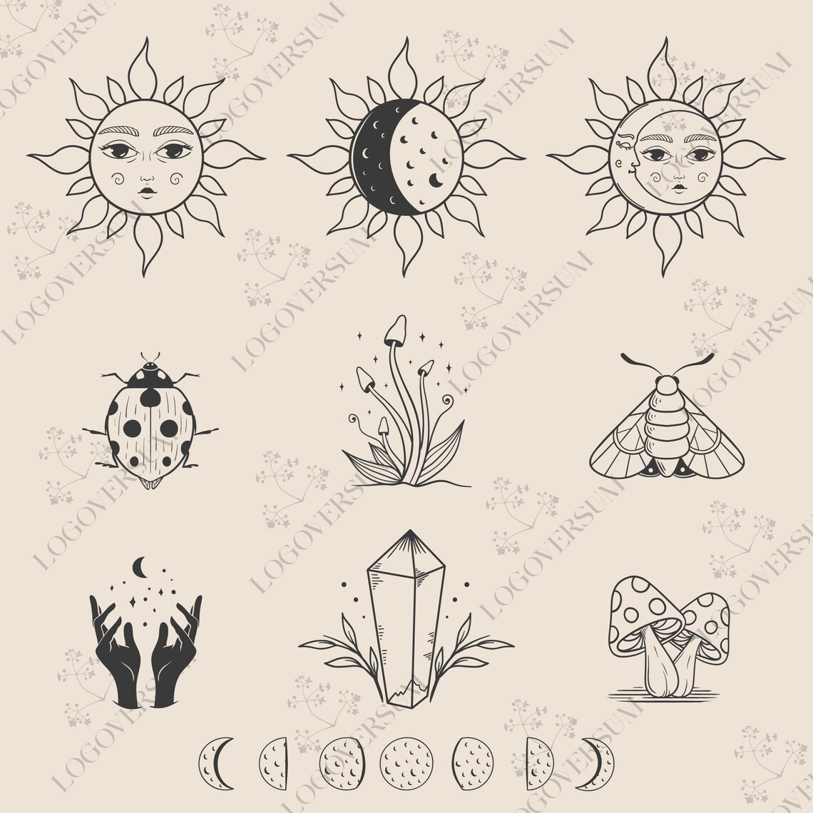 Mystical Moon SVG Bundle, Celestial SVG, Sun and Moon Bundle Svg Files ...