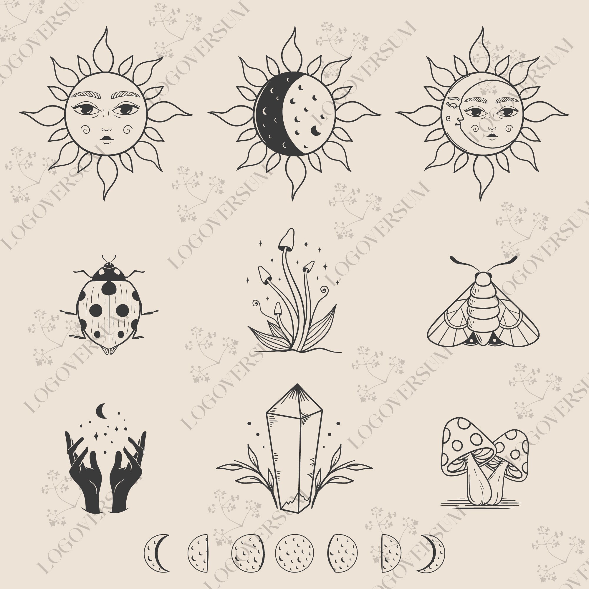 Mystical Moon SVG Bundle, Celestial SVG, Sun and Moon Bundle Svg Files ...