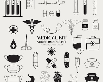 Paquete SVG de enfermera: imágenes prediseñadas médicas, estetoscopio y latidos (SVG, PNG)