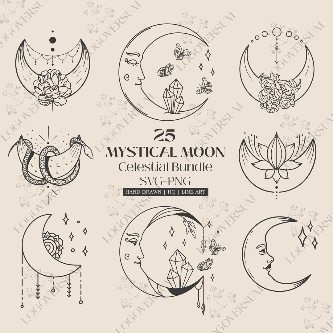 Mystical Moon SVG Bundle, Celestial SVG, Sun and Moon Bundle Svg Files ...