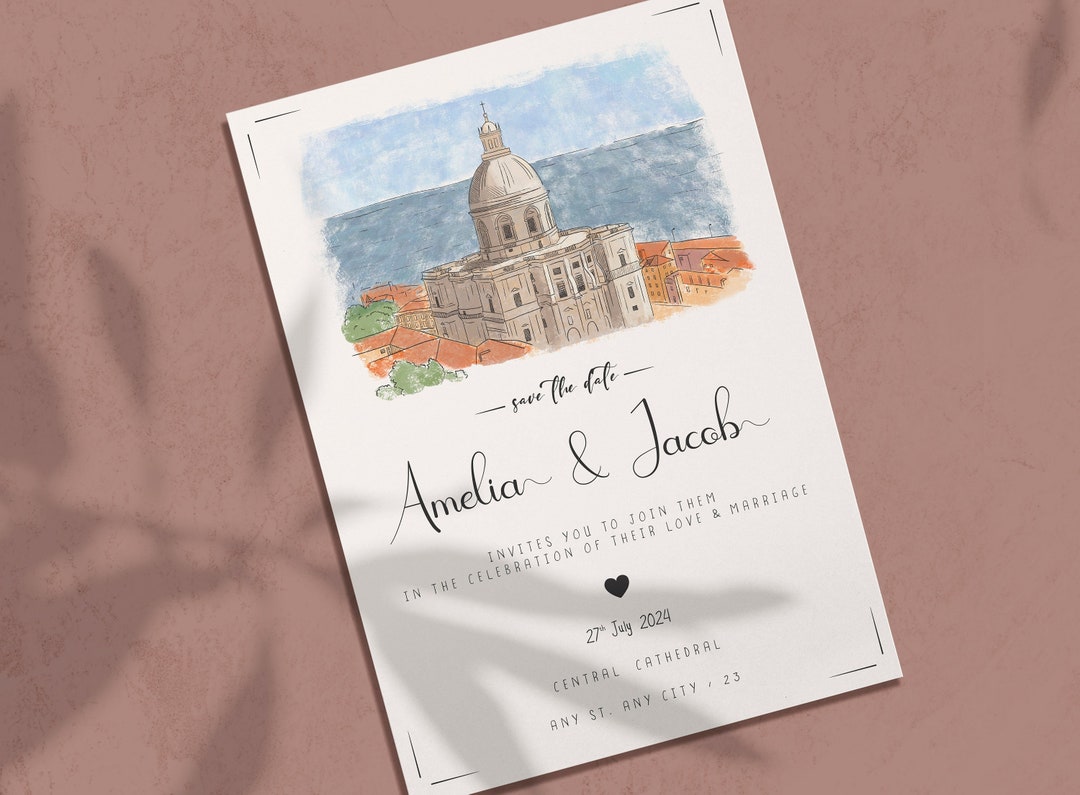 Custom Watercolor Wedding Venue Sketch Wedding Venue Illustration Home ...