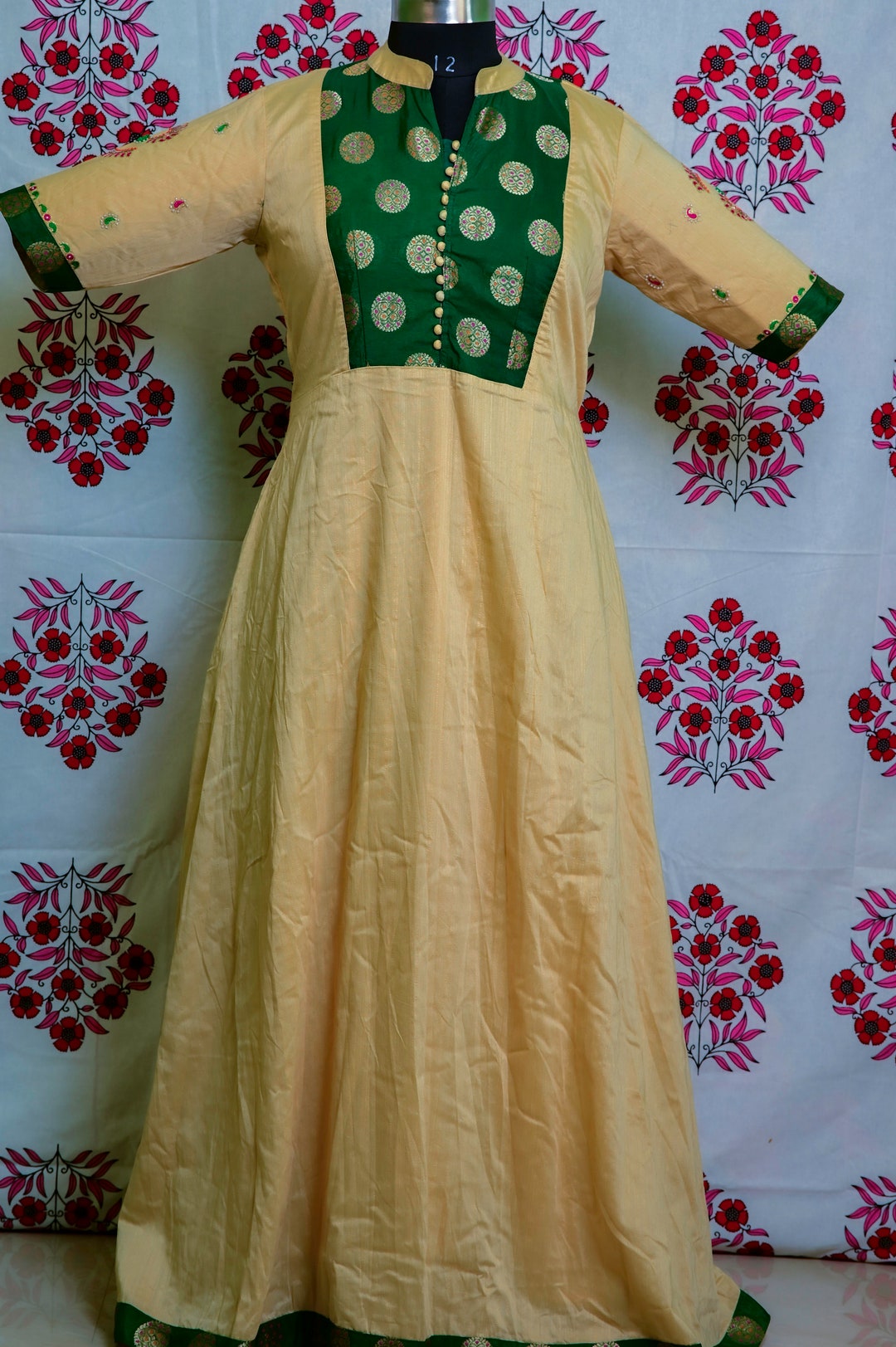 Standpatti Collar Gown With Multi Colour Zardozi Work Etsy