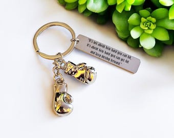 Personalised Boxing Keyring Fathers Day, Teachers Gift, Mothers Day Stainless Steel Engraved MMA Boxing Glove